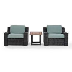 Dropping Crosley Beaufort 69 Inch 3pc Outdoor Wicker Chair Set Mist - KO70124BR-MI - The Home Selection