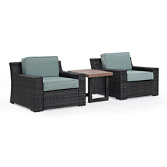 Dropping Crosley Beaufort 69 Inch 3pc Outdoor Wicker Chair Set Mist - KO70124BR-MI - The Home Selection