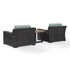 Dropping Crosley Beaufort 69 Inch 3pc Outdoor Wicker Chair Set Mist - KO70124BR-MI - The Home Selection