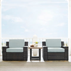 Dropping Crosley Beaufort 69 Inch 3pc Outdoor Wicker Chair Set Mist - KO70124BR-MI - The Home Selection