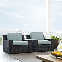 Dropping Crosley Beaufort 83 Inch 2pc Outdoor Wicker Chair Set Mist - KO70100BR - The Home Selection