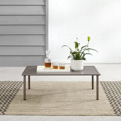 Dropping Crosley Cali Bay Outdoor Metal Coffee Table Light Brow - CO6234-LB - The Home Selection