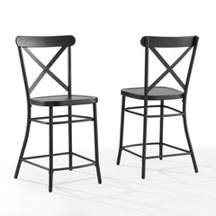 Dropping Crosley Camille 19.25 Inch 2pc Counter Stool Set Matte-Black - CF500624-MB - The Home Selection