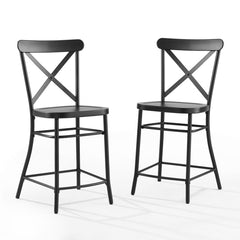 Dropping Crosley Camille 19.25 Inch 2pc Counter Stool Set Matte-Black - CF500624-MB - The Home Selection