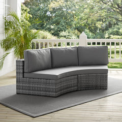 Dropping Crosley Catalina 83 Inch Outdoor Wicker Round Sectional Sofa - CO7120 - The Home Selection