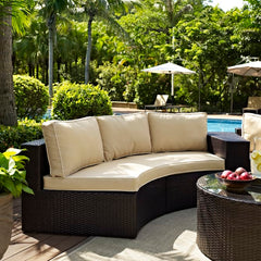 Dropping Crosley Catalina 83 Inch Outdoor Wicker Round Sectional Sofa - CO7120 - The Home Selection