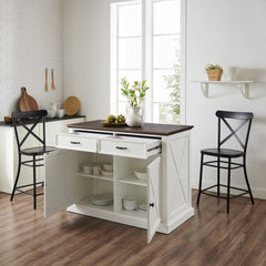 Dropping Crosley Clifton Kitchen Island W/Camille Stools - KF30073WH-BK - The Home Selection