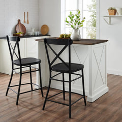 Dropping Crosley Clifton Kitchen Island W/Camille Stools - KF30073WH-BK - The Home Selection