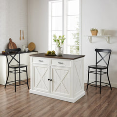 Dropping Crosley Clifton Kitchen Island W/Camille Stools - KF30073WH-BK - The Home Selection