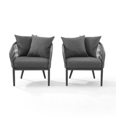 Dropping Crosley Dover 2pc Indoor/Outdoor Rope Armchair Set Charcoal and Matte Black - CO7331MB-CL - The Home Selection
