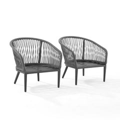 Dropping Crosley Dover 2pc Indoor/Outdoor Rope Armchair Set Charcoal and Matte Black - CO7331MB-CL - The Home Selection