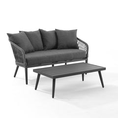 Dropping Crosley Dover 2pc Outdoor Rope Conversation Set Charcoal and Matte Black - CO7330MB-CL - The Home Selection