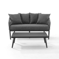 Dropping Crosley Dover 2pc Outdoor Rope Conversation Set Charcoal and Matte Black - CO7330MB-CL - The Home Selection