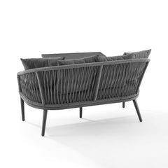 Dropping Crosley Dover 2pc Outdoor Rope Conversation Set Charcoal and Matte Black - CO7330MB-CL - The Home Selection