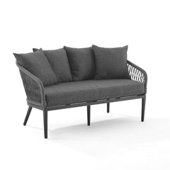 Dropping Crosley Dover 2pc Outdoor Rope Conversation Set Charcoal and Matte Black - CO7330MB-CL - The Home Selection