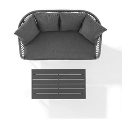 Dropping Crosley Dover 2pc Outdoor Rope Conversation Set Charcoal and Matte Black - CO7330MB-CL - The Home Selection