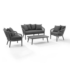 Dropping Crosley Dover 4pc Outdoor Rope Conversation Set Charcoal and Matte Black -KO70310MB-CL - The Home Selection