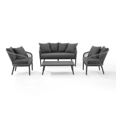 Dropping Crosley Dover 4pc Outdoor Rope Conversation Set Charcoal and Matte Black -KO70310MB-CL - The Home Selection