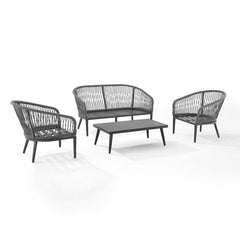 Dropping Crosley Dover 4pc Outdoor Rope Conversation Set Charcoal and Matte Black -KO70310MB-CL - The Home Selection
