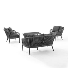 Dropping Crosley Dover 4pc Outdoor Rope Conversation Set Charcoal and Matte Black -KO70310MB-CL - The Home Selection