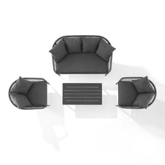 Dropping Crosley Dover 4pc Outdoor Rope Conversation Set Charcoal and Matte Black -KO70310MB-CL - The Home Selection