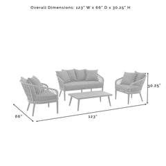 Dropping Crosley Dover 4pc Outdoor Rope Conversation Set Charcoal and Matte Black -KO70310MB-CL - The Home Selection