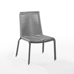 Dropping Crosley Fenton 2pc Outdoor Wicker Stackable Chair Set Gray and Matte Black - MO74965MB-GY - The Home Selection