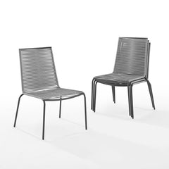 Dropping Crosley Fenton 4pc Outdoor Wicker Stackable Chair Set - MO74966MB-GY - The Home Selection