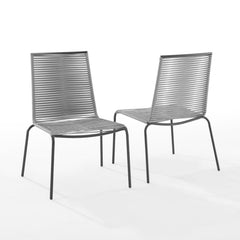Dropping Crosley Fenton 4pc Outdoor Wicker Stackable Chair Set - MO74966MB-GY - The Home Selection