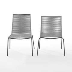Dropping Crosley Fenton 4pc Outdoor Wicker Stackable Chair Set - MO74966MB-GY - The Home Selection