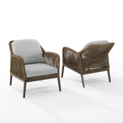 Dropping Crosley Haven 2pc Outdoor Wicker Armchair Set Light Grey - CO7361LB-LG - The Home Selection
