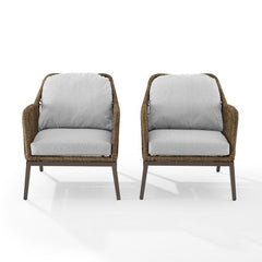 Dropping Crosley Haven 2pc Outdoor Wicker Armchair Set Light Grey - CO7361LB-LG - The Home Selection