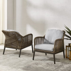 Dropping Crosley Haven 2pc Outdoor Wicker Armchair Set Light Grey - CO7361LB-LG - The Home Selection