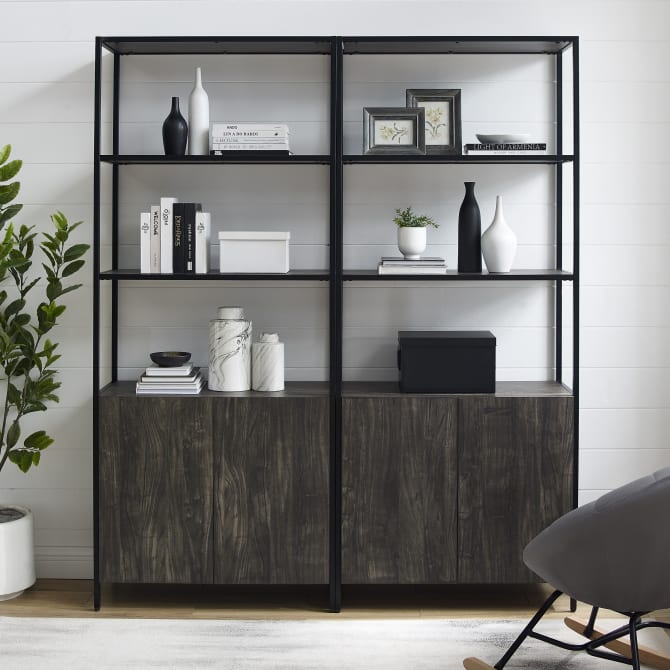 Dropping Crosley Jacobsen 68 Inch 2pc Etagere Set Brown-Ash - KF13090BR - The Home Selection