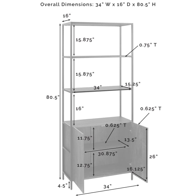 Dropping Crosley Jacobsen 68 Inch 2pc Etagere Set Brown-Ash - KF13090BR - The Home Selection