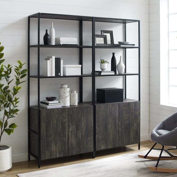 Dropping Crosley Jacobsen 68 Inch 2pc Etagere Set Brown-Ash - KF13090BR - The Home Selection