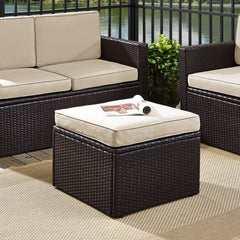 Dropping Crosley Palm Harbor 23 Inch Outdoor Wicker Ottoman - KO70091BR - The Home Selection