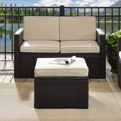 Dropping Crosley Palm Harbor 23 Inch Outdoor Wicker Ottoman - KO70091BR - The Home Selection