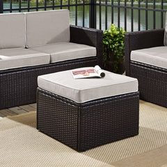 Dropping Crosley Palm Harbor 23 Inch Outdoor Wicker Ottoman - KO70091BR - The Home Selection