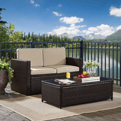 Dropping Crosley Palm Harbor 53.50 Inch 2pc Outdoor Wicker Conversation Set - KO70002BR - The Home Selection
