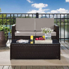 Dropping Crosley Palm Harbor 53.50 Inch 2pc Outdoor Wicker Conversation Set - KO70002BR - The Home Selection