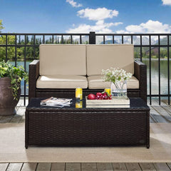 Dropping Crosley Palm Harbor 53.50 Inch 2pc Outdoor Wicker Conversation Set - KO70002BR - The Home Selection