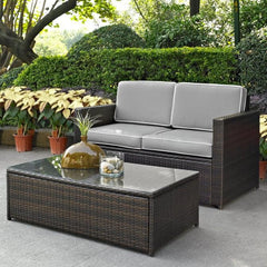 Dropping Crosley Palm Harbor 53.50 Inch 2pc Outdoor Wicker Conversation Set - KO70002BR - The Home Selection