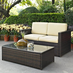 Dropping Crosley Palm Harbor 53.50 Inch 2pc Outdoor Wicker Conversation Set - KO70002BR - The Home Selection