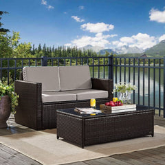 Dropping Crosley Palm Harbor 53.50 Inch 2pc Outdoor Wicker Conversation Set - KO70002BR - The Home Selection