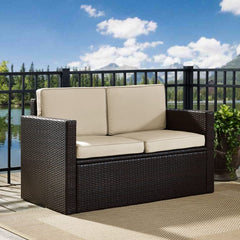 Dropping Crosley Palm Harbor 53.50 Inch Outdoor Wicker Loveseat - KO70092BR - The Home Selection
