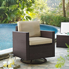 Dropping Crosley Palm Harbor Outdoor Wicker Swivel Rocker Chair - KO70094BR - The Home Selection