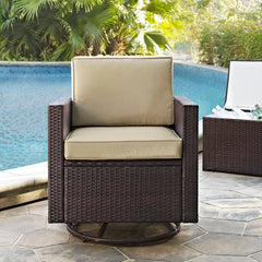 Dropping Crosley Palm Harbor Outdoor Wicker Swivel Rocker Chair - KO70094BR - The Home Selection