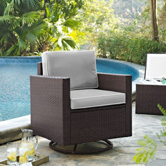 Dropping Crosley Palm Harbor Outdoor Wicker Swivel Rocker Chair - KO70094BR - The Home Selection