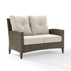 Dropping Crosley Rockport 53.25 Inch Outdoor Wicker High Back Loveseat Oatmeal - CO7161-LB - The Home Selection